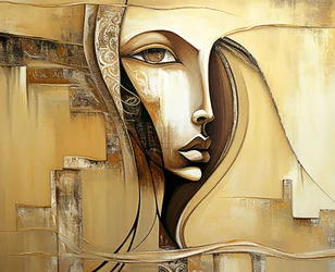 Rostro femenino abstracto en arte figurativo, impresiones en lienzo a la carta