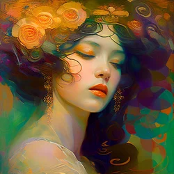 Abstract beautiful woman face portrait wall art Pintura, Arte de la pared | Impresiones en lienzo