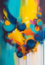 Composición abstracta con colores vibrantes, impresión de Arte mural bajo demanda
