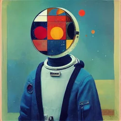 Pintura abstracta, astronauta ruso, Wall Art | Impresiones en lienzo