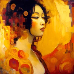 Retrato abstracto, hermoso atractivo femenino, Impresiones en lienzo y marco de pared