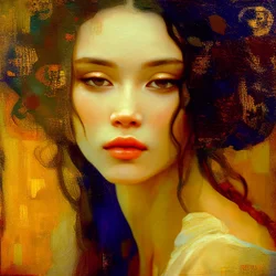 Retrato de mujer hermosa, Atractiva cara de chica abstracta, Impresiones en lienzo