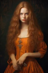 Retrato Pintura de una bella supermodelo femenina Siglo XVIII | Impresiones en lienzo