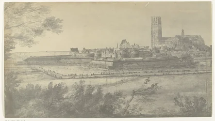 Vista de Harderwijk, 1672 Fotos de dibujos de la invasión francesa de los Países Bajos en 1672 por Adam Frans van der Meulen conservados en la Manufacture des Gobelins (título de la serie)