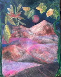 Luna rosa sobre las Sierras, 2025 (óleo sobre lienzo)