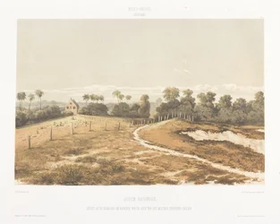 Vista de la sinagoga y el cementerio visto desde el Cordonpad Vistas desde las Indias Occidentales de los Países Bajos (título de la serie)