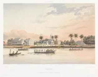 Casa de Gobierno y plaza en Paramaribo Vistas desde las Indias Occidentales de los Países Bajos (título de la serie)