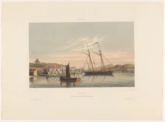 Puerto de Willemstad Curazao. Atracadero de buques de guerra en el puerto (título sobre el objeto)