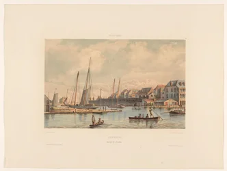 Waaigat y muralla de la ciudad de Willemstad Curazao. Waaigat y muralla de la ciudad (título sobre el objeto)