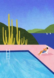 Con vistas al mar junto a la piscina