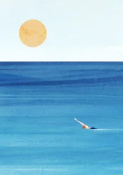 Nadador solitario en el océano