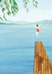 Salto al lago en verano