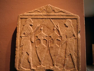 Relieve que representa a Cástor y Pólux, de Esparta, Grecia, civilización griega