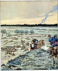 ¿Acorazados? ¡No hay más! Respuesta de un general a un oficial que pedía refuerzos en la Batalla de Reischoffen, conocida por su arduo deber en 1870. Ilustración de Job (Jacques Marie Gaston Onfray y Breville) (Jacques-Marie) (1858-1931) para el libro “Les