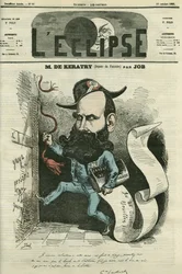 Caricatura de Emile Keratry (1832-1904), político francés. Portada en 
