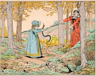 Ilustración tomada del libro “El buen rey Enrique”, ilustrado por Jacques Marie Gaston Onfray de Breville dit JOB (1858-1931): A la edad de cuatro años, Enrique IV mata una enorme serpiente - Colección privada