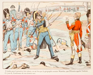 Jacques Marie Gaston Onfroy de Breville, conocido como JOB (1858-1931) - En Waterloo, Cambronne contra los ingleses pidiéndole que se rinda en 1815. Colección privada