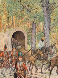 Jacques Marie Gaston Onfroy de Breville dit JOB - George Washington con el ejército del General Edward Braddock, entonces ayudante de campo del general