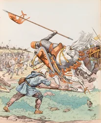 El segador de Bouvines (campesino participando en la Batalla de Bouvines en 1214)