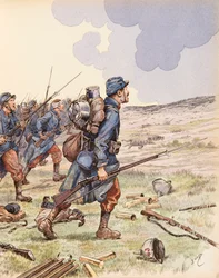 Jacques Marie Gaston Onfroy de Breville dit JOB (1858-1931) - Los poilus durante la Batalla del Marne durante la Primera Guerra Mundial