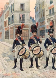 Jacques Marie Gaston Onfroy de Bréville, llamado JOB (1858-1931) - Indumentaria de las tropas francesas a través de los tiempos: tambores de la Guardia Nacional de París (1814-1815), colección privada