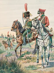 Uniforme de las tropas francesas en todos los tiempos: Trompeta de los Caballos Ligeros de Arenberg (1807), Colección Privada