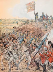 Jacques Marie Gaston Onfroy de Breville dit JOB - Los franceses durante la Batalla de Yorktown en octubre de 1781 durante la Guerra de Independencia