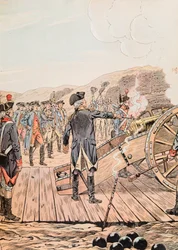 El primer disparo en el cuartel general de Yorktown en septiembre de 1781