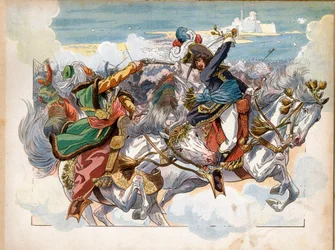 Joachim Murat (1767-1815) durante la Batalla de Abukir en 1799, durante la campaña de Egipto, capturó al General Mustafá Pasha después de ser herido en la mandíbula