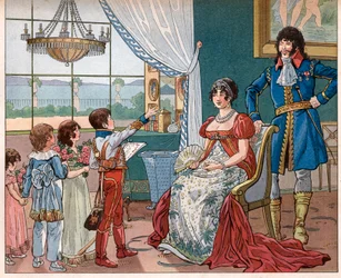 Joachim Murat (1767-1815) con su esposa Caroline Bonaparte (1782-1839) y sus hijos (Aquiles)
