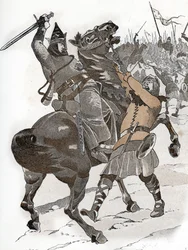 Luis VI le Gros en la batalla de Bremule (1119) "¡No tomamos al Rey de Francia, ni en la guerra ni en el ajedrez!"