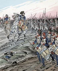 Napoleón Bonaparte durante la batalla de Marengo (1800)