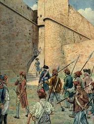 Napoleón I Bonaparte (1769-1821) explorando en la plaza fuerte de Antibes el 10 de agosto