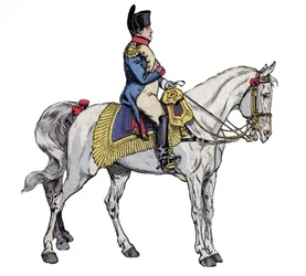 Napoleón a caballo - litografía de Job (Jacques Onfroy de Breville) de 