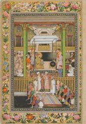 Celebración nocturna del cumpleaños del Profeta, del Álbum de San Petersburgo, c.1635-1752 (acuarela opaca, tinta, plata y oro sobre papel)