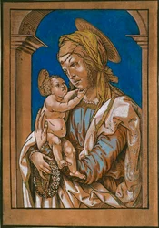 La Virgen y el Niño bajo un arco