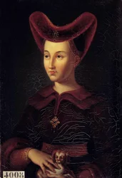 Retrato de Margarita de Baviere, duquesa de Borgoña (1363-1423) Pintura de Vincent Nicolas Raverat (1801-1865) a partir de un original de 1423. 1847. Sol 0,42x0,3 m